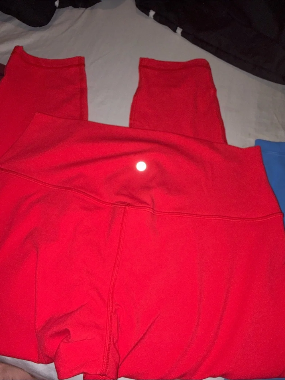 Women's High-Waist Active Leggings — Red/ orange & Blue